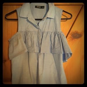 Cold shoulder denim top—Small